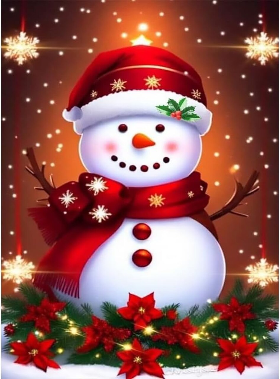 Christmas Diamond Painting Kits, Snowman Diamond Art Kits for Adults, 5d Diamond Painting Kits for Adults,Gem Art with Diamond Painting for Home Wall Decor 12 x 16inch